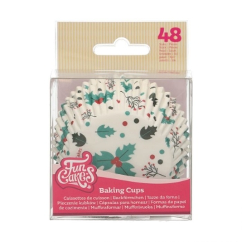 Cupcake Baking Cases - Holly Leaf